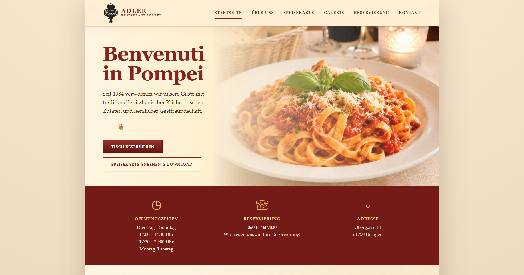 Adler Restaurant Pompei Website